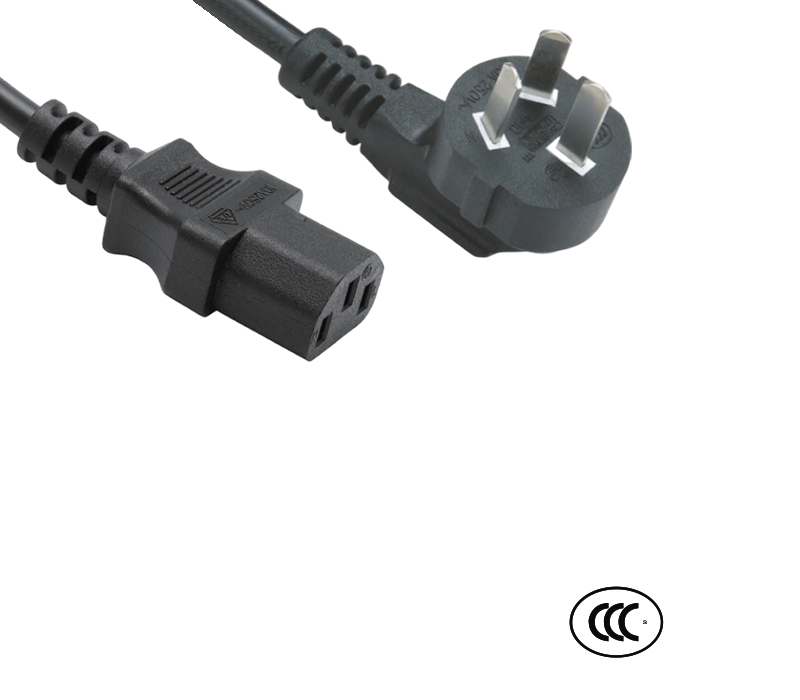 C3-10+JT-ST3 10A 250V سه پین ​​دوشاخه زانویی استاندارد 90 درجه چین با کانکتور IEC C13