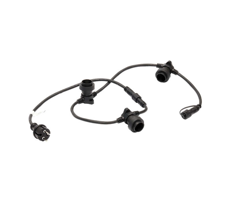 چراغ نواری LED مشکی JD-PB با دوشاخه ضد آب به سبک یورو (16A) و اتصال ضد آب