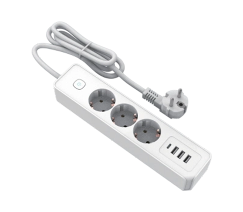 نوار برق E21-3 سبک اروپایی با 3 خروجی، 3 پورت USB-A و 1 پورت USB-C، سوئیچ گنجانده شده است