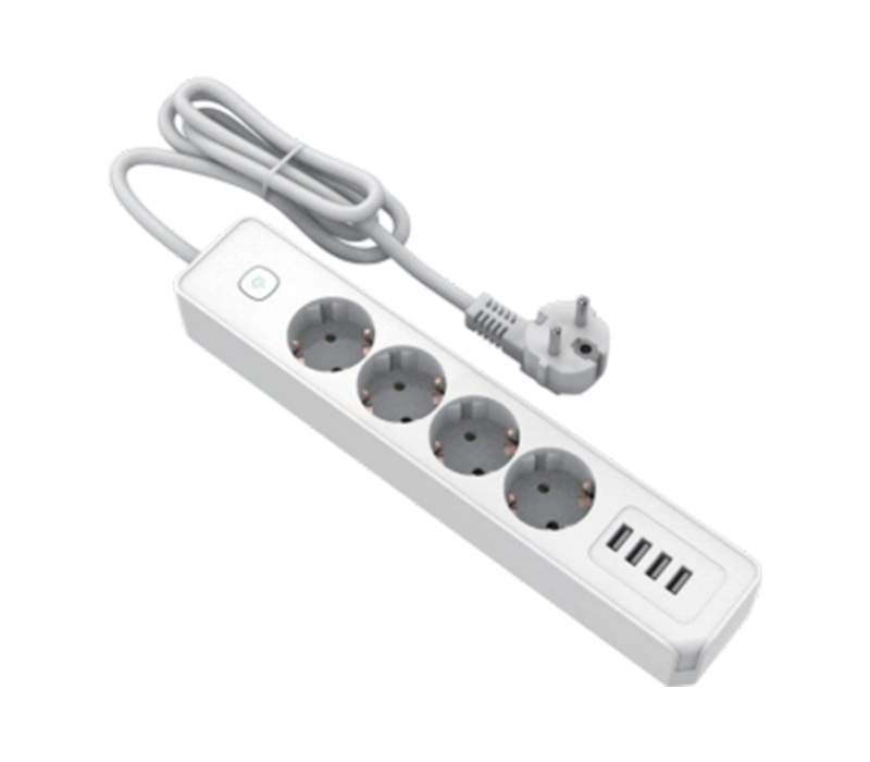 نوار برق E22-4 اروپایی با 4 پریز و 4 پورت USB-A، سوئیچ همراه